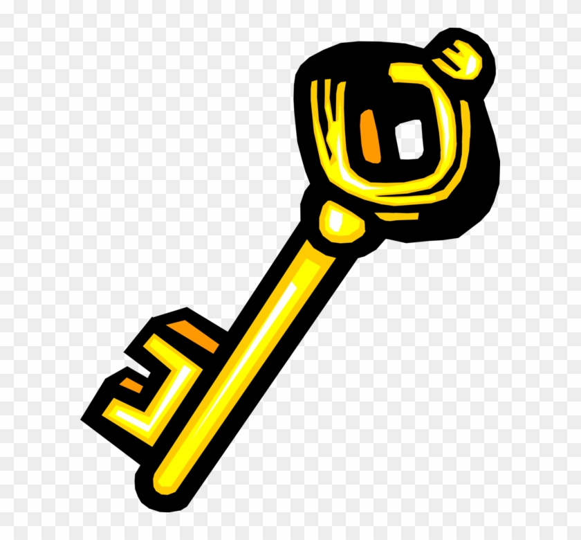 Vector Illustration Of Security Key Unlocks Padlock Clipart #5569385