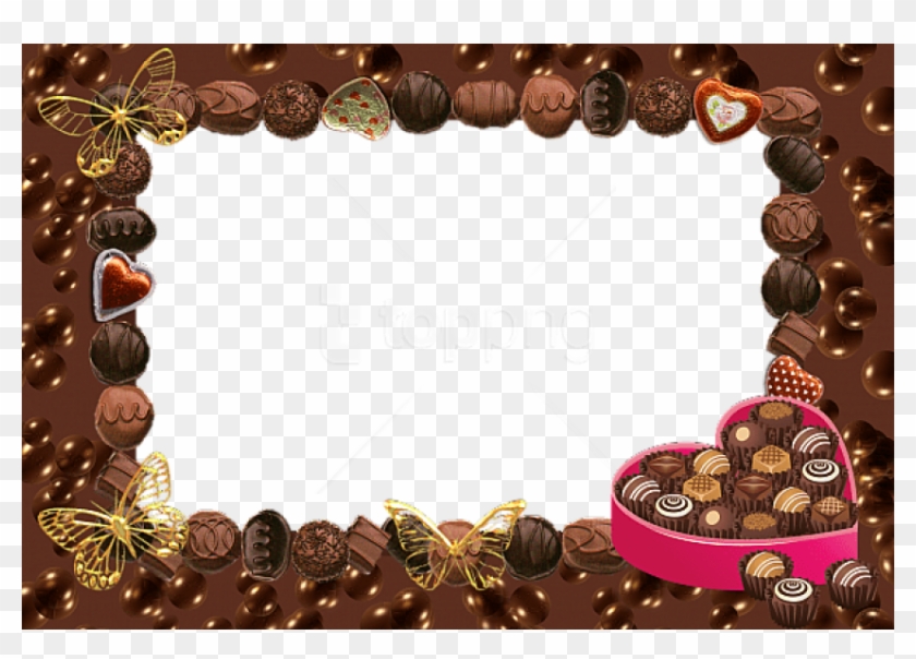 Free Png Transparent Frame With Hearts And Chocolates - Chocolate Photo Frame Png Clipart #5572989