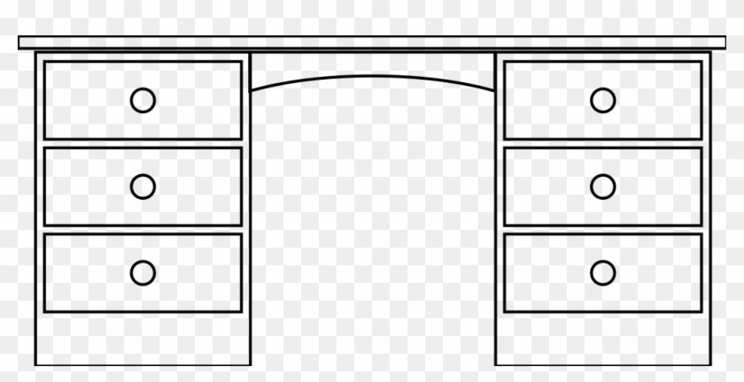 Desk Icon - Line Art Clipart