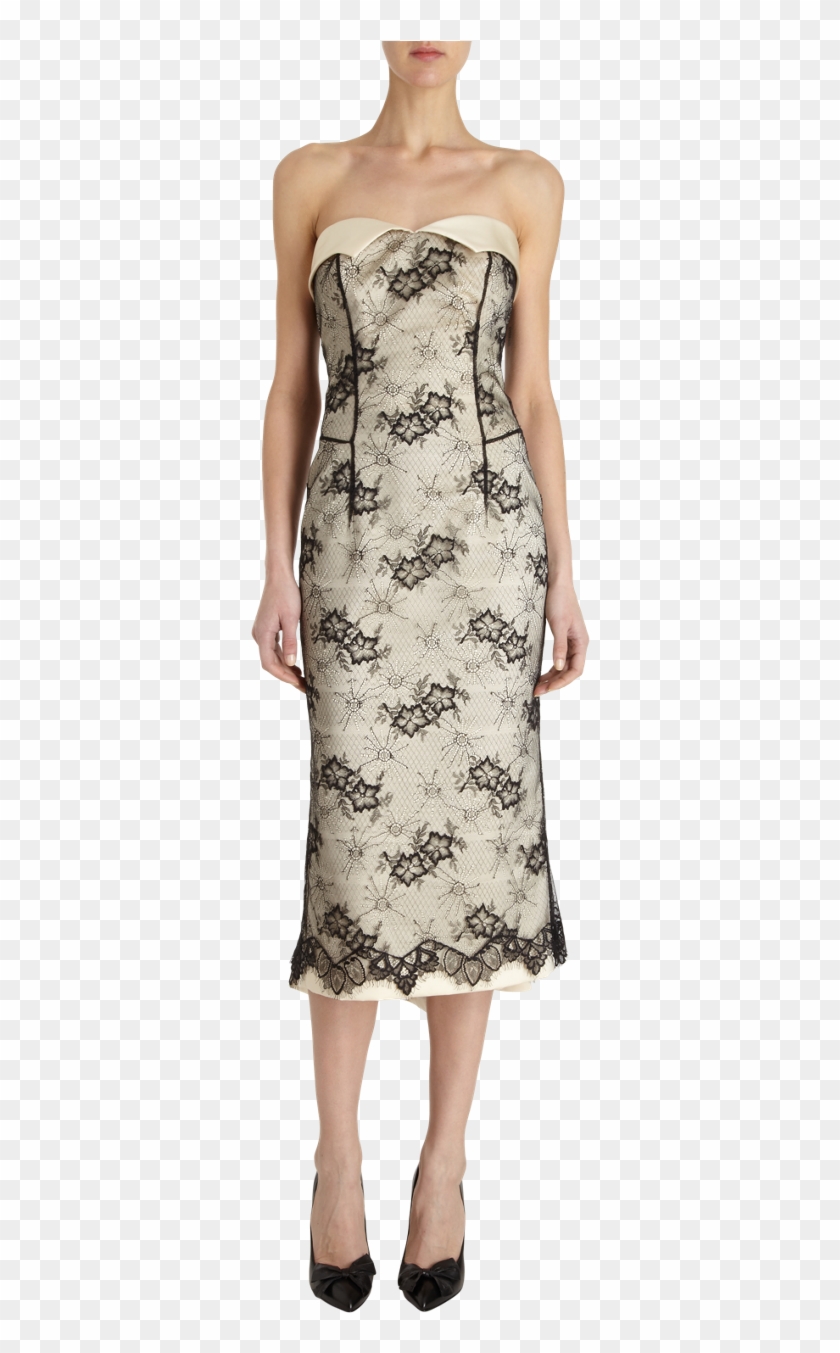 L'wren Scott Lace Overlay Strapless Dress - Pencil Skirt Clipart