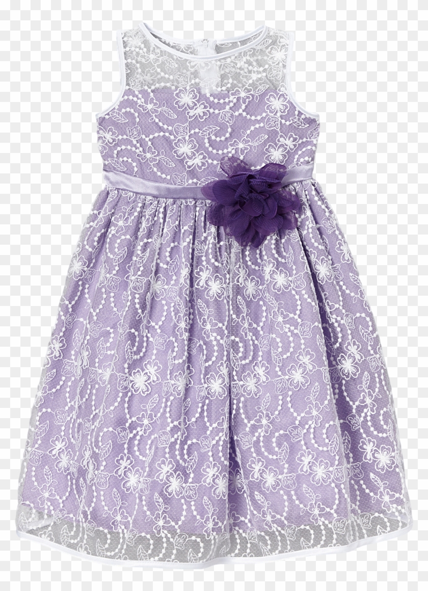 Lavender Satin With White Floral Lace Overlay Occasion - Cocktail Dress Clipart #5573580