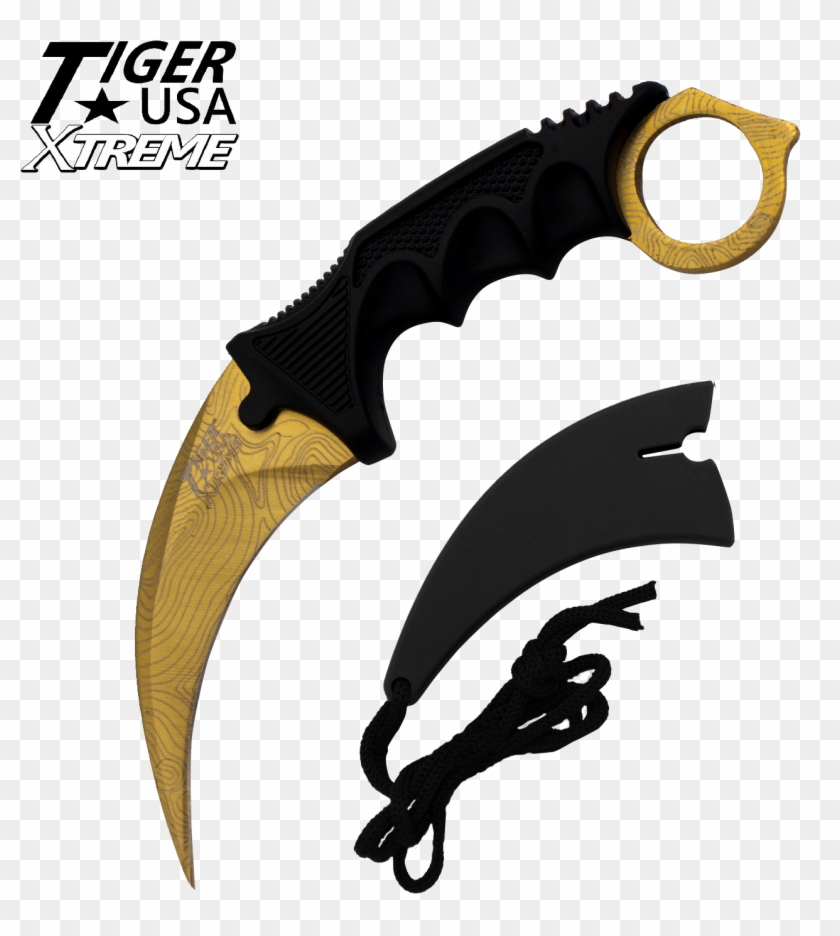 Blade Clipart Hunting Knife - Gold Karambit Knife - Png Download #5574665
