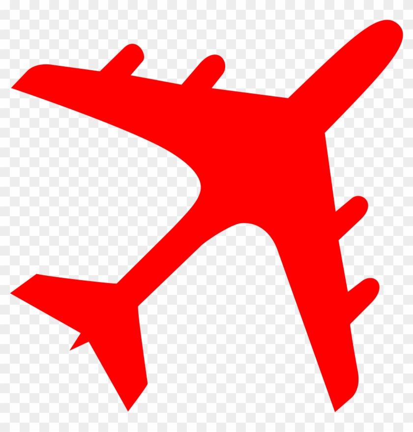 Airplane Silhouette Red - Airplane Silhouette White Clipart #5580671