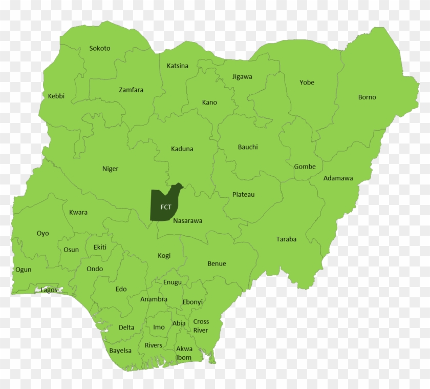 Map Of Nigeria Showing The 36 States And Fct - Presidential Election Result 2019 Clipart #5583752