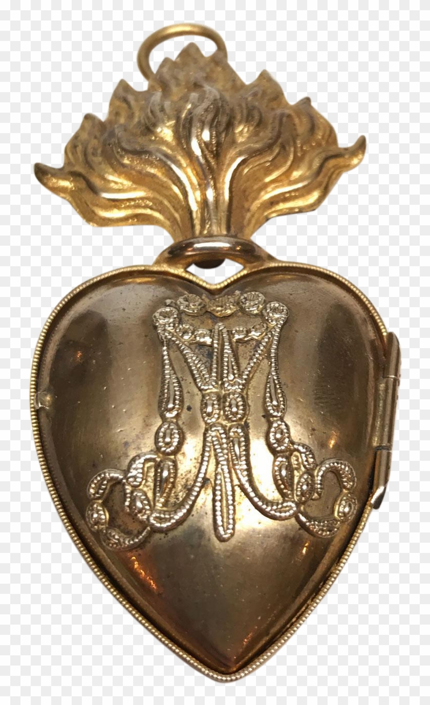 Antique Nineteenth Century French Gilded Brass Sacred - Shield Clipart