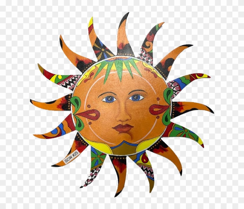 30 Uniquely Painted Suns Are Spread Throughout The - Illustration Clipart