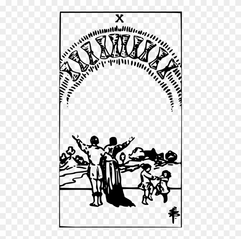 Tarot Major Arcana Ten Of Cups Playing Card Suit Of - Tarot Card With Family Clipart