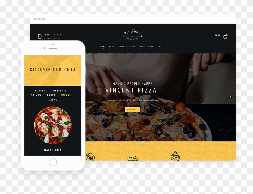 The Vincent Wordpress Restaurant Website Theme And - Pizza Clipart