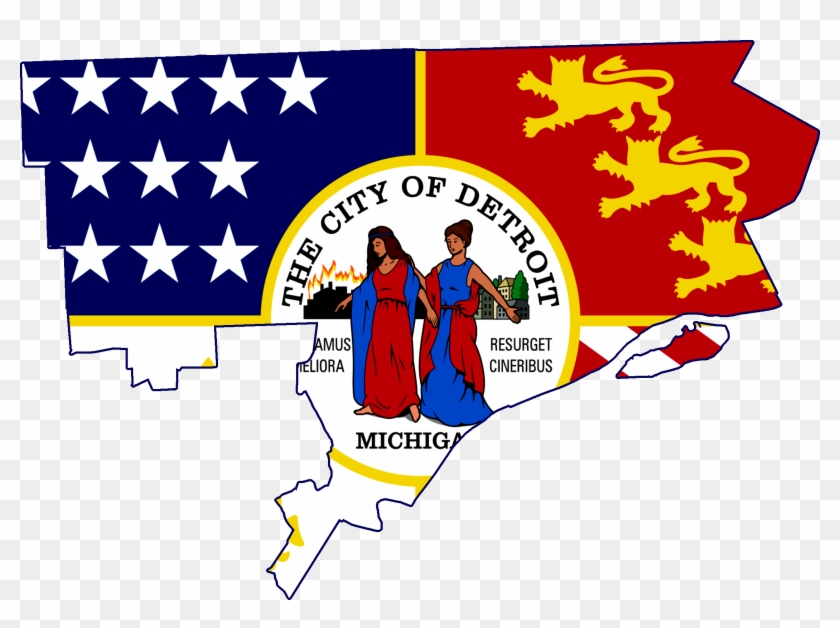 Flag Map Of Detroit - Detroit Map Png Clipart