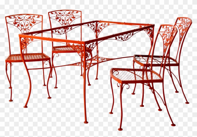 Vintage Orange Wrought Iron Patio Furniture - Chair Clipart