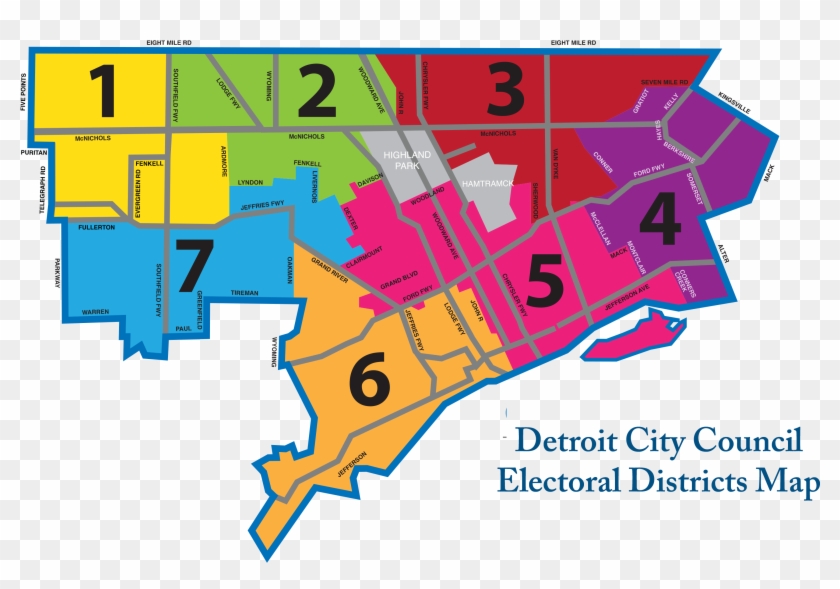 Detroit Council District Map - Detroit District Map Clipart
