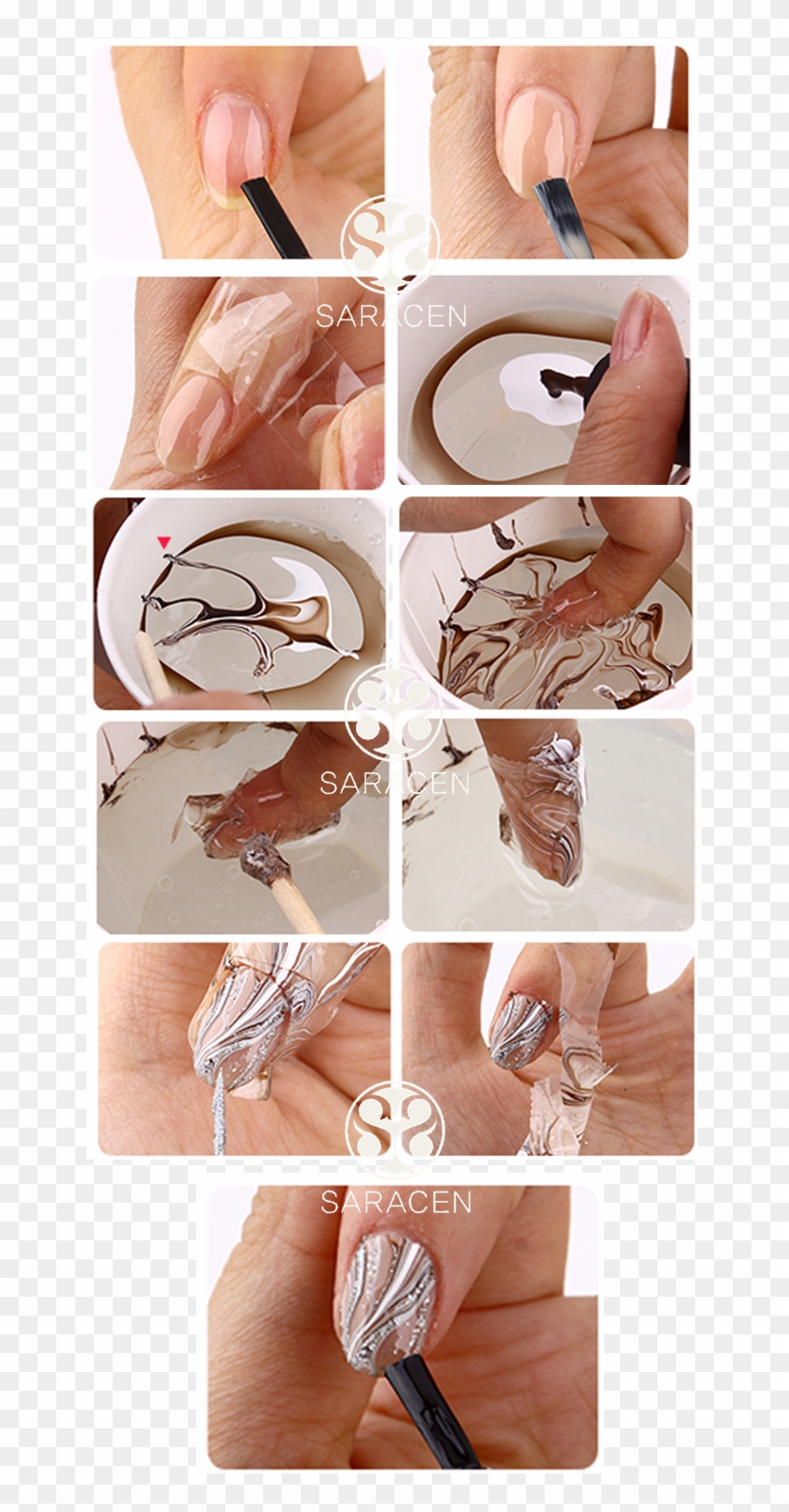 Marble Nail Polish - Water Marble Nail Art Stickers Clipart