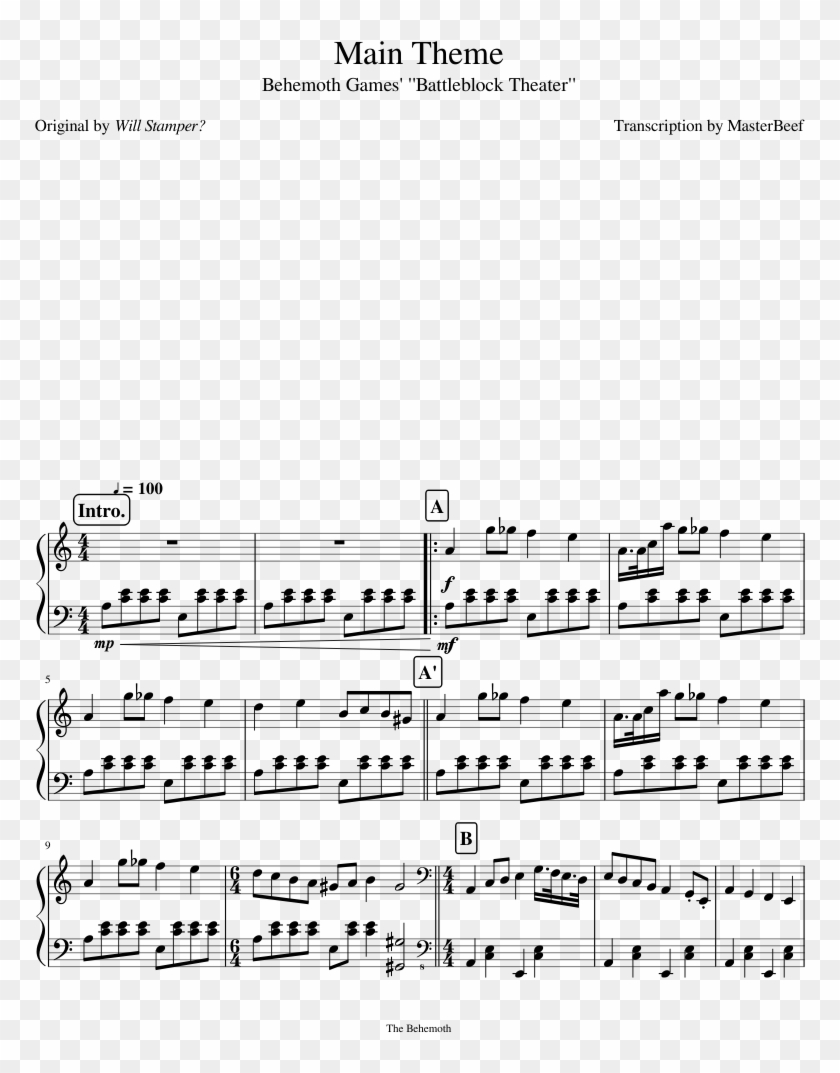 Main Theme - Battleblock Theater Boss Sheet Music Clipart