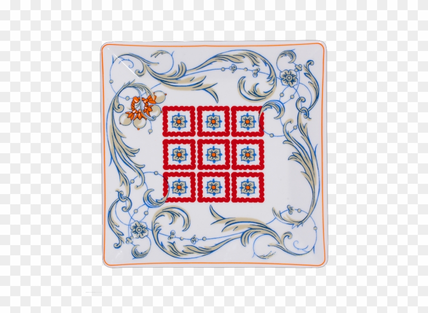 Porcelain Square Plate With Greek Folk Pattern - Motif Clipart