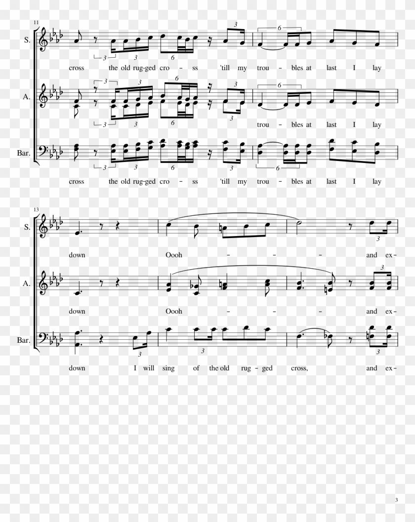 The Old Rugged Cross Sheet Music 3 Of 7 Pages - Sheet Music Clipart