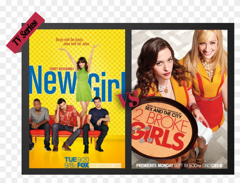 New Girl Vs - 2 Broke Girls Poster Clipart #5599699