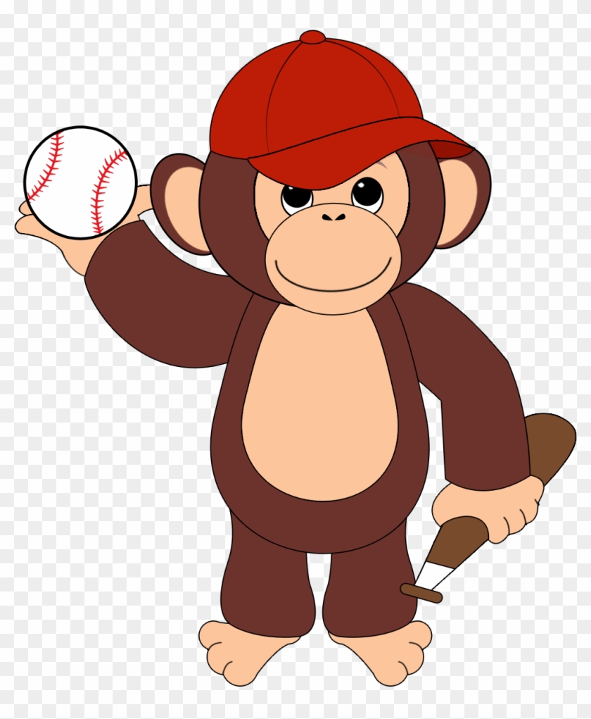 Monkey Scratching Back Clipart - Monkey Playing Baseball Clipart - Png Download