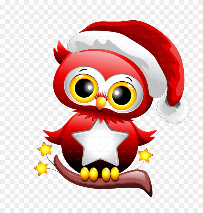 1 Baby Owl Christmas Santa Png - Christmas Owl Png Clipart #563635