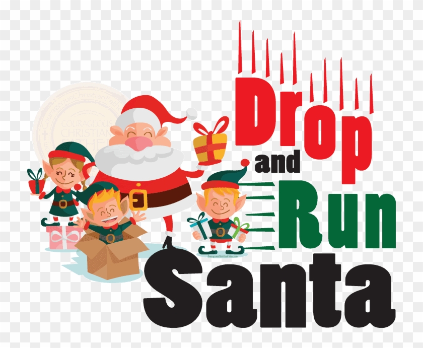 Drop And Run Santa - Cartoon Clipart