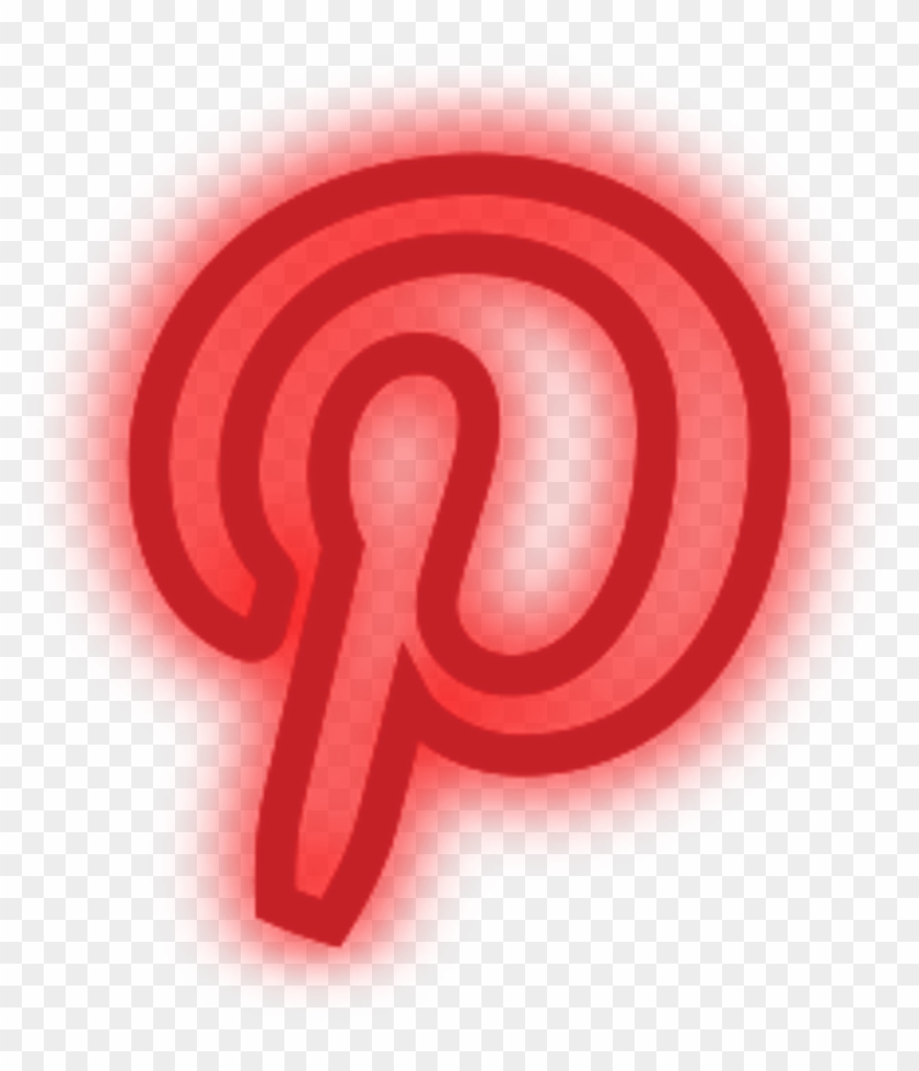 Pinterest Logo Neon Light Red Freetoedit - Neon Social Media Icons Png Clipart #564440