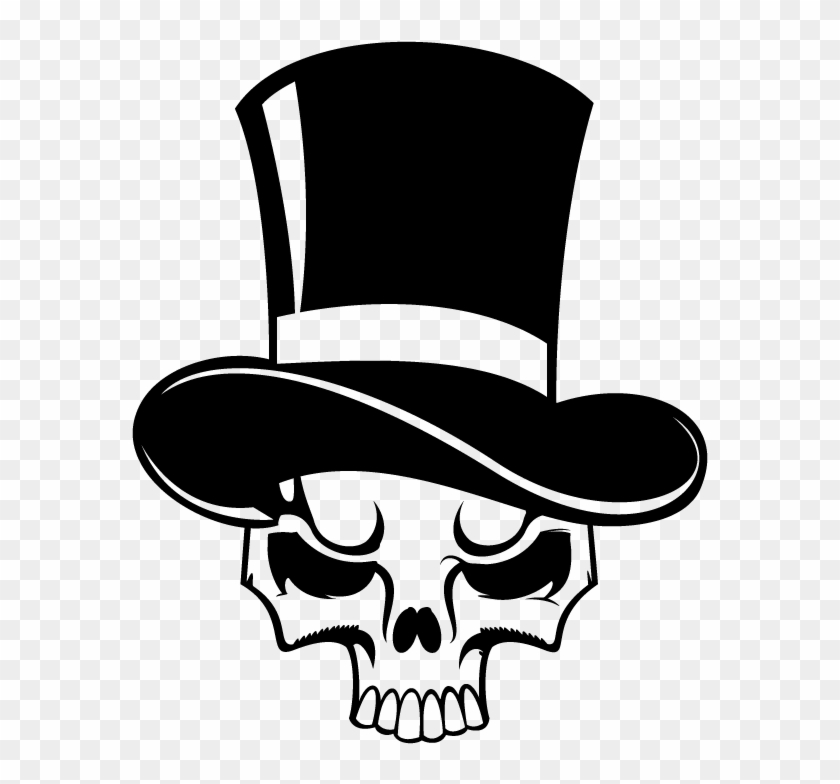Skull Tophat Colouring Pages - Top Hat Skull Drawing Clipart #565808