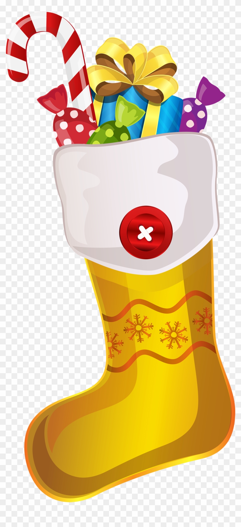 Christmas Yellow Stocking With Candy Cane Png Clipart - Green Christmas Socks Clipart Transparent Png