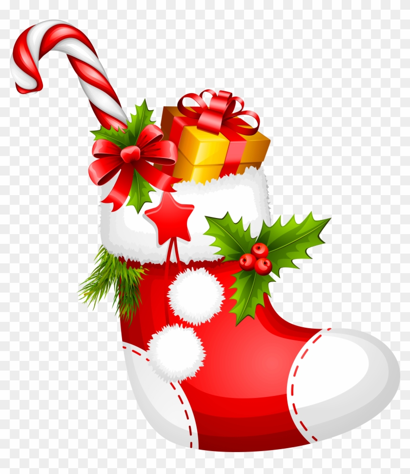 Christmas Stocking With Candy Cane Png Picture Clipart