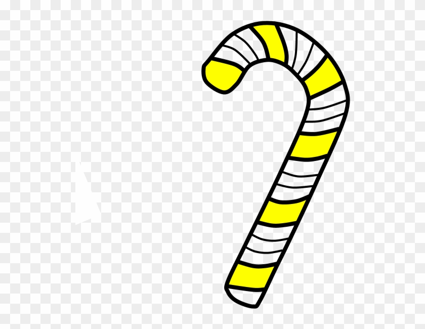 Candy Cane, Stripes, Yellow, White, Png - Candy Cane Black And White Png Clipart #567266