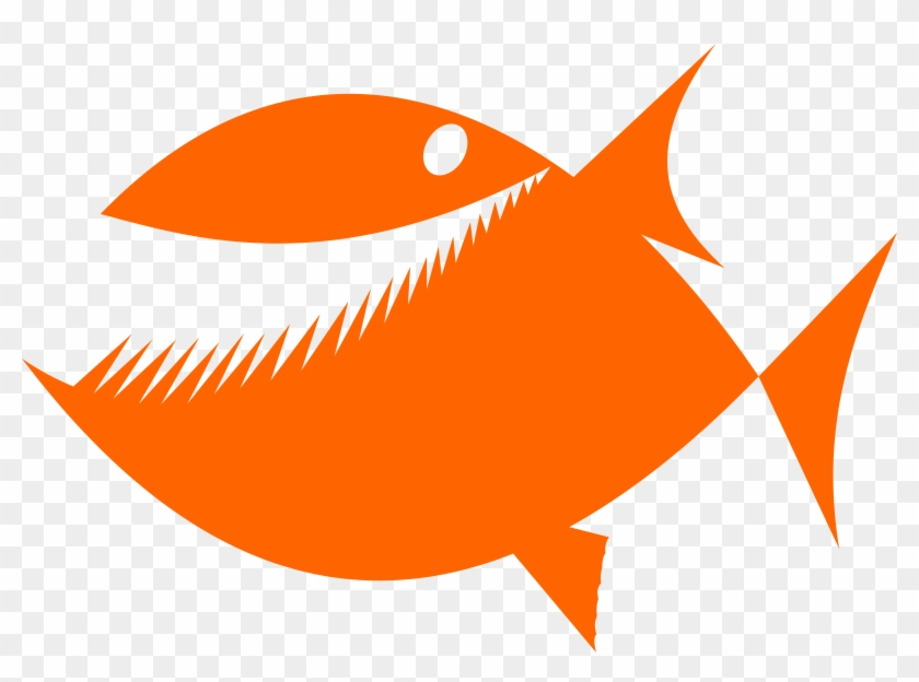 Fish Silhouette By Rones Svg Library - Fish With Teeth Clipart - Png Download