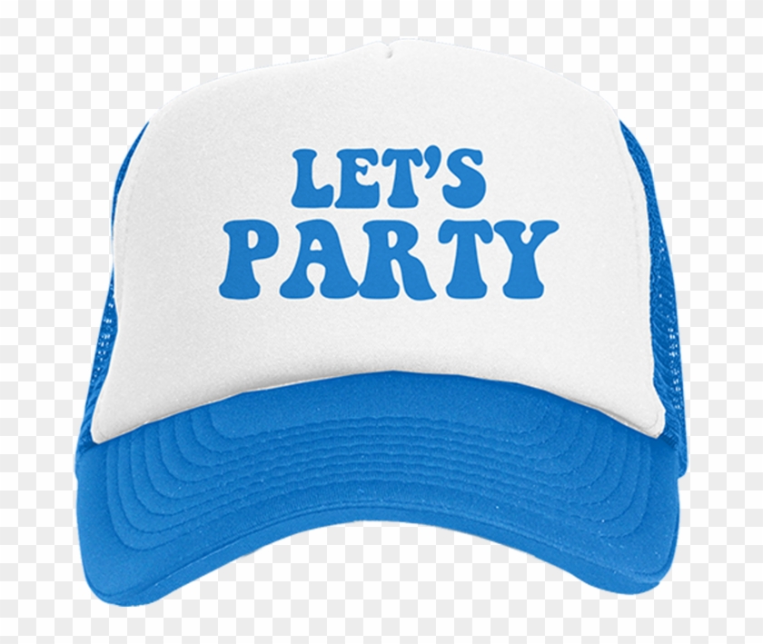 Let's Party Blue And White Trucker Hat - White And Blue Cap Png Clipart