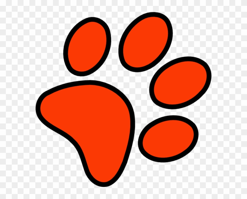 Red Paw Print Clip Art - Orange And Blue Paw Print - Png Download