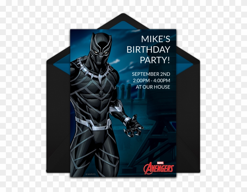 Avengers Black Panther Online Invitation - Black Panther Birthday Invitations Clipart #569850