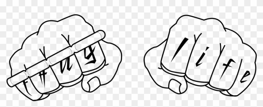 Thug Life Fist Png Transparent Image - Knuckles Black And White Clipart #569853