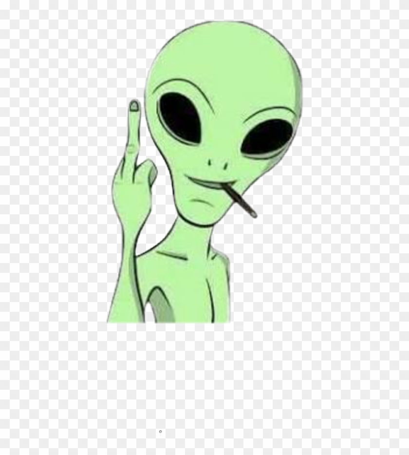 #alien #verde #extraterrestre #dibujo #ovni - Fuck The System Weed Clipart