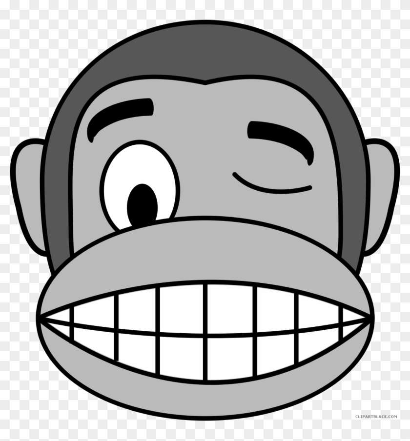 Monkey Emojis Animal Free Black White Clipart Images - Png Download