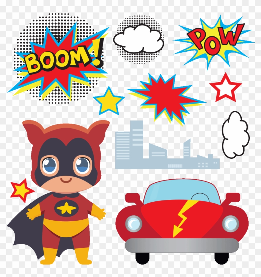 Sticker Garcon Super Heros Ambiance Sticker Col Sand - Kawaii Super Heroes Clipart