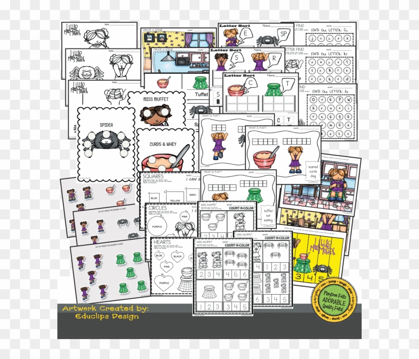 Little Miss Muffet Digi Download - Cartoon Clipart #5607920