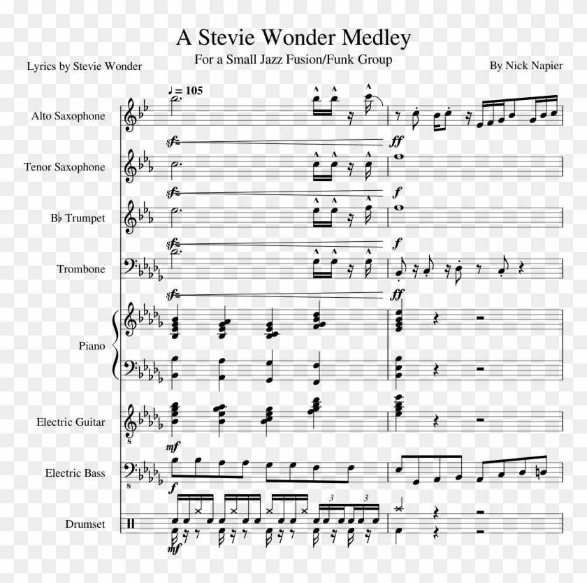 A Stevie Wonder Medley Sheet Music Composed By By Nick - Sheet Music Clipart