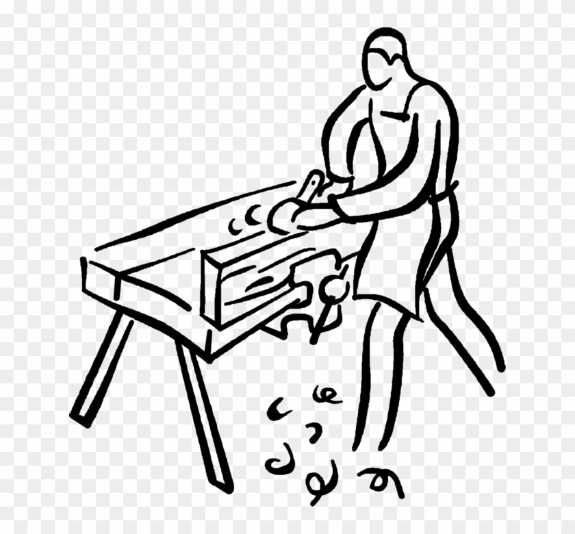 Vector Illustration Of Woodworking And Carpentry Carpenter - Schreiner Clipart - Png Download