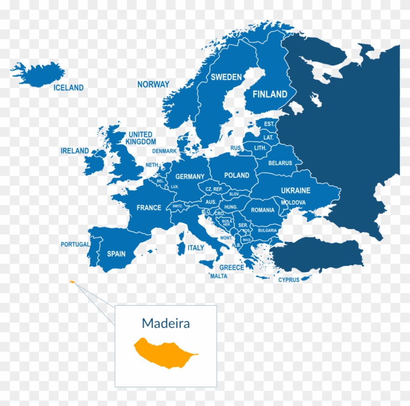 Parcel Delivery To Madeira - Blue Eye Map Europe Clipart #5611287
