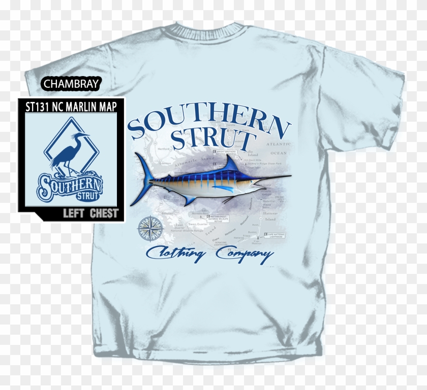 North Carolina Marlin Map T-shirt - Southern Strut Clipart