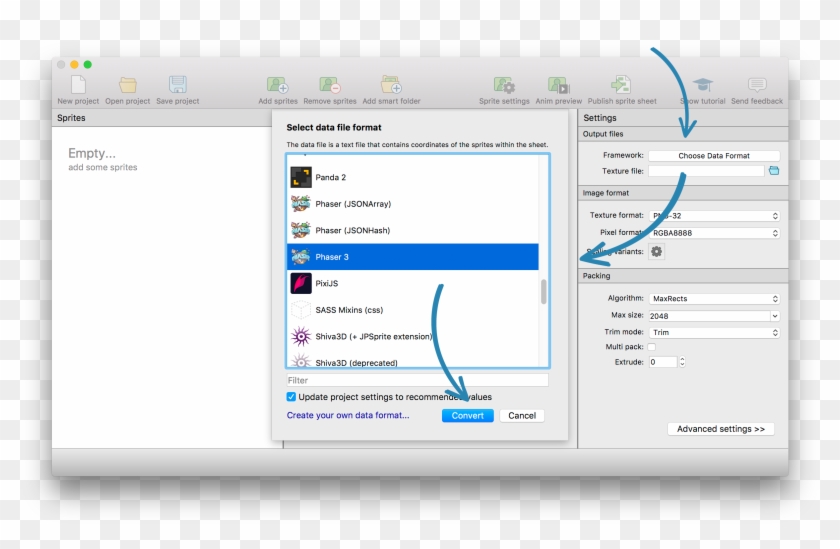 Selecting Phaser 3 Exporter For Texturepacker - Computer Icon Clipart #5614878