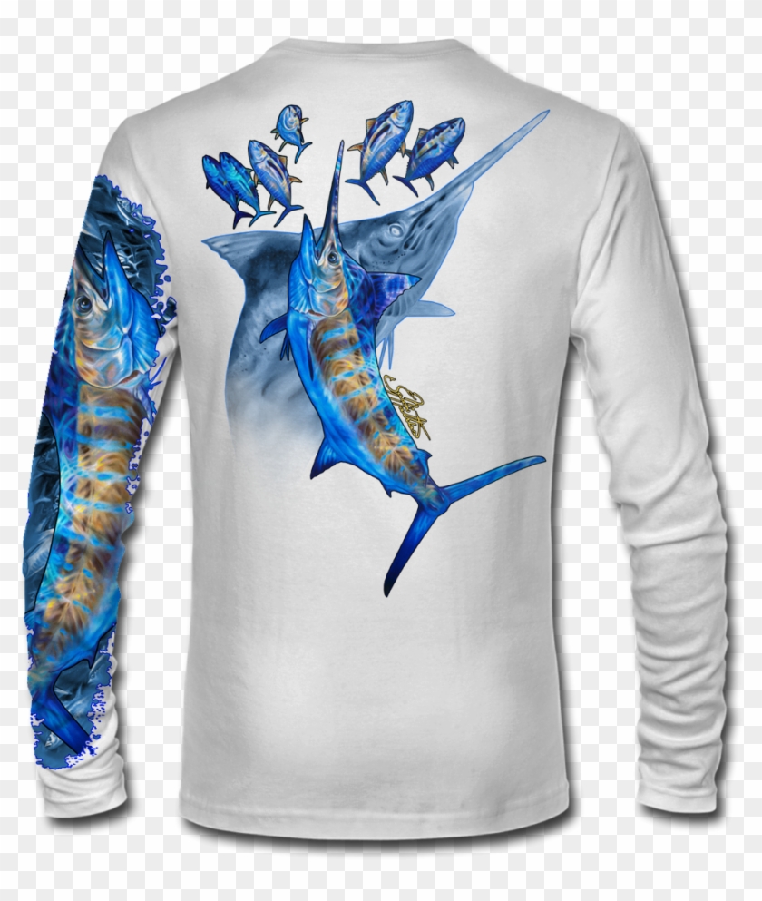 Blue Marlin It White Shirt Jason Mathias Apparel - Jason Mathias Art Fishing Clipart