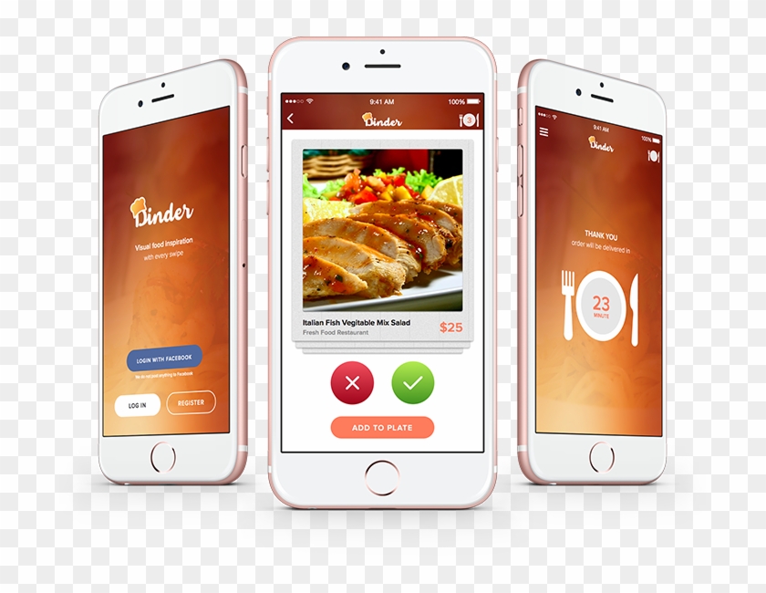 Dinder Iphone 6s Mockup1 - Ios Restaurant App Design Clipart #5616718