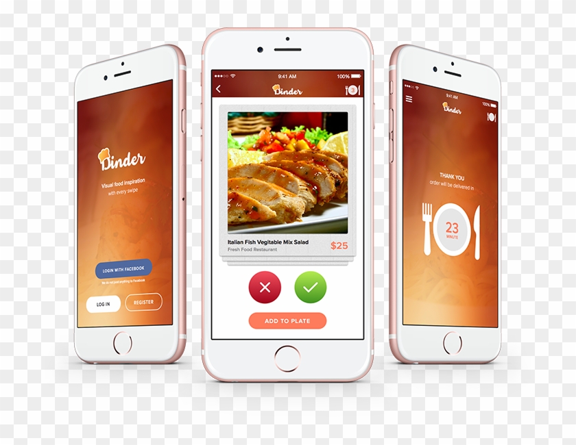 Dinder Iphone 6s Mockup1 - Ios Restaurant App Design Clipart