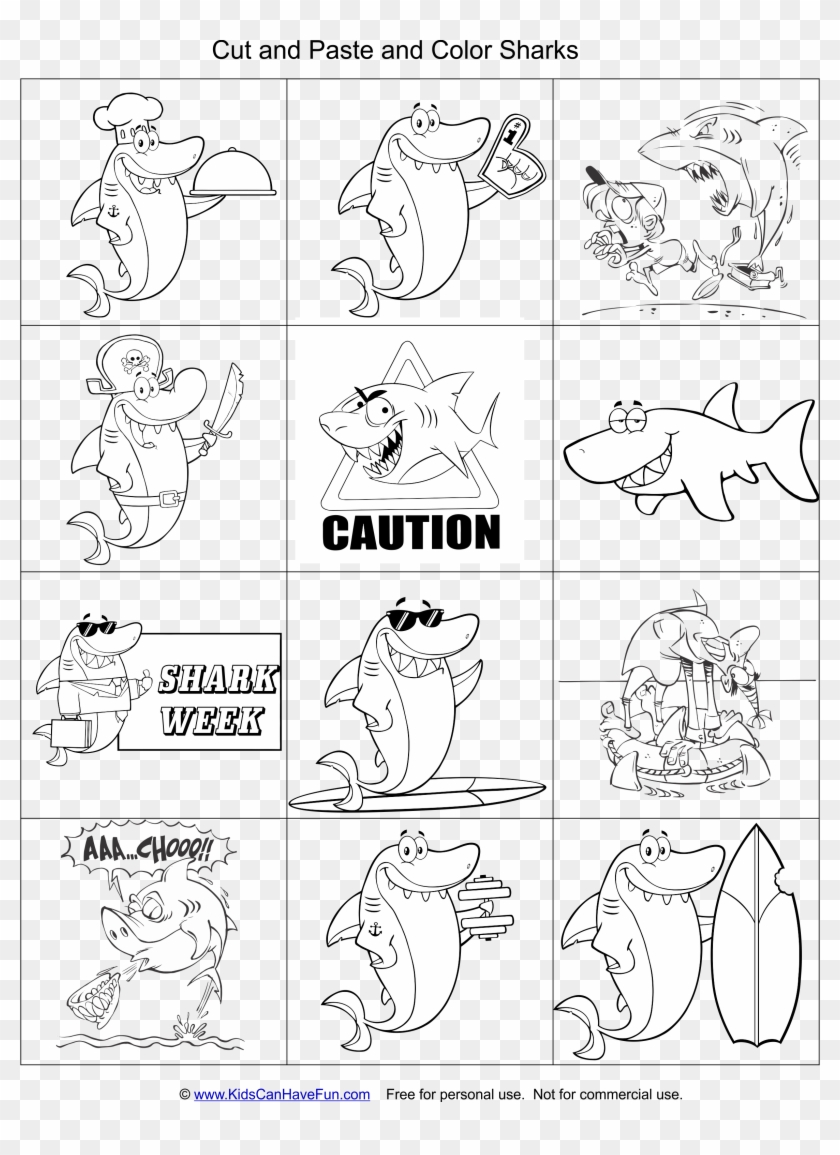 Pin On Shark Week Printables Pinterest Shark Week And - Line Art Clipart #5617838