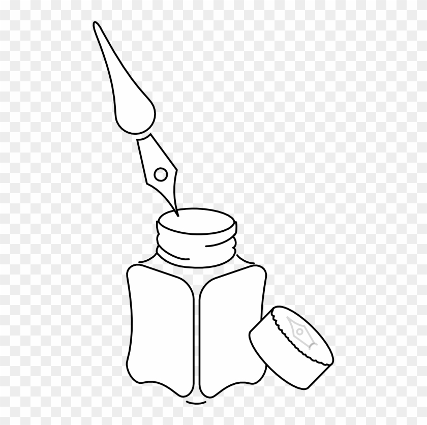 Rocket Tinta Y Pluma Tinta Black White Line Art 555px - Pluma White Png Clipart #5619392