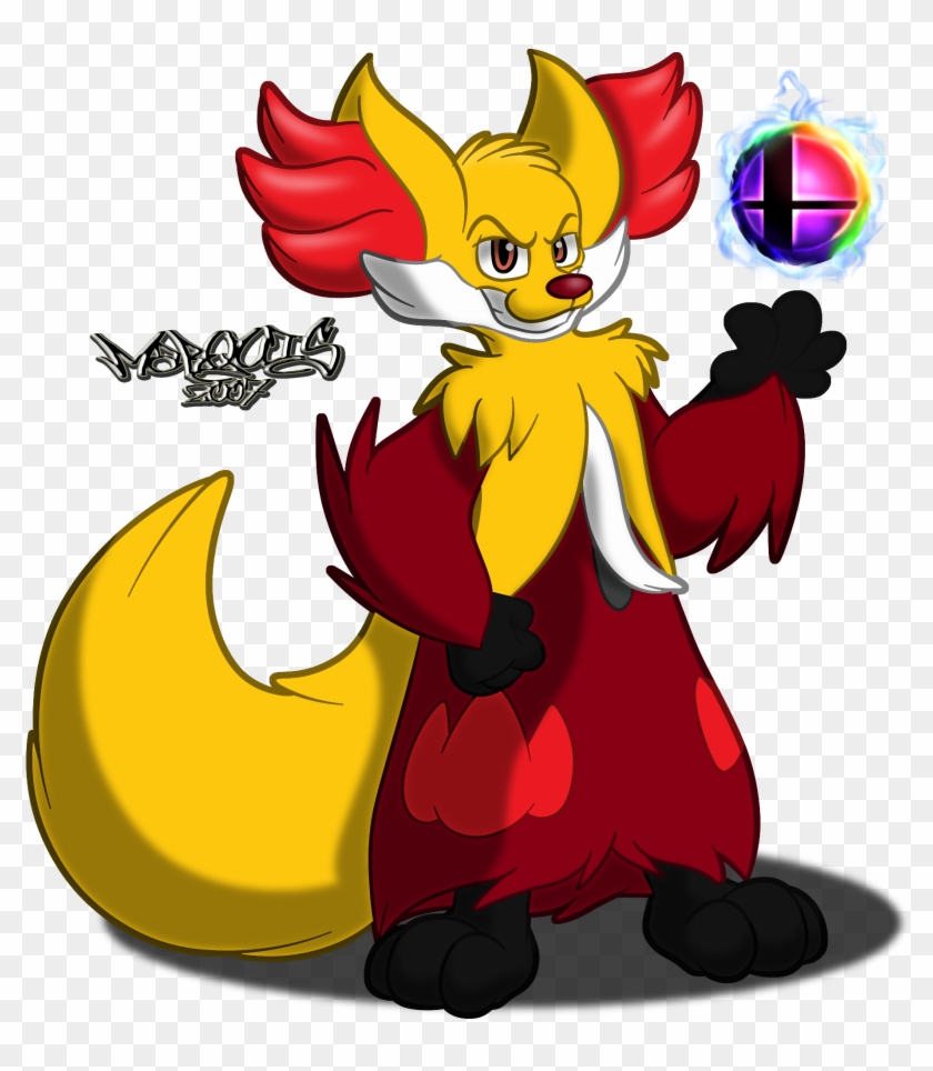 Delphox Blaze Into Battle - Cartoon Clipart #5619835