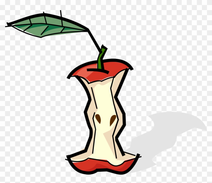 Vector Illustration Of Eaten Fruit Apple Core - Eaten Apple Clip Art - Png Download