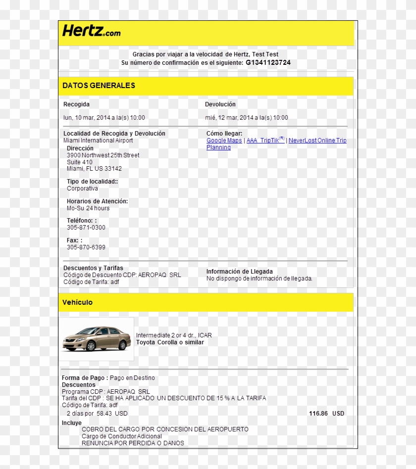 At The Time To Book The Car, You'll Have To Use The - Numero De Reserva Hertz Clipart #5623265